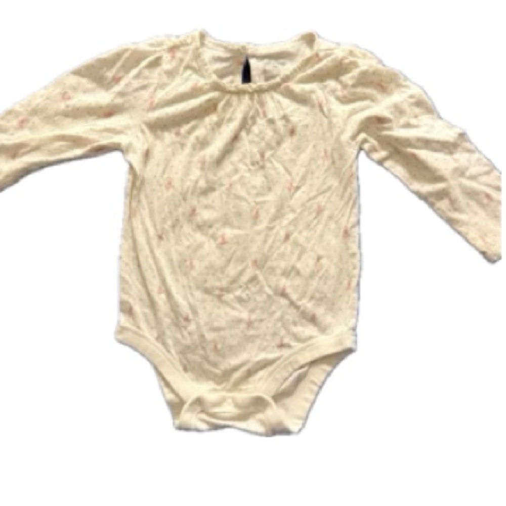 Cream Long Sleeve Baby Onesie w/Ballerinas